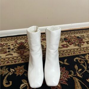 Chic White Heeled Ankle Boots